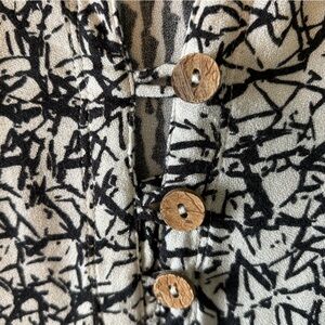 Soft Surroundings Black & Cream Mixed Print Dress Size L | Boho Artsy Midi
